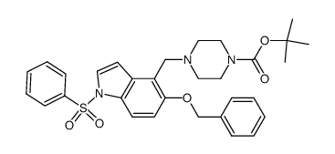 tert-butyl 4-{[5-(benzyloxy)-1-(phenylsulfonyl)-1H-indol-4-yl]methyl}piperazine-1-carboxylate Structure