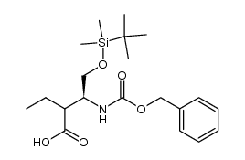 (3S)-2-ethyl-3-benzyloxycarbonylamino-4-(tert-butyldimethyl-silyloxy)butanoic acid结构式