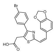 2-[2-[(E)-2-(1,3-benzodioxol-5-yl)ethenyl]-4-(4-bromophenyl)-1,3-thiazol-5-yl]acetic acid结构式