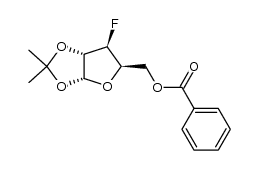 5-O-benzoyl-3-deoxy-3-fluoro-1,2-O-(isopropylidene)-α-D-xylofuranose结构式