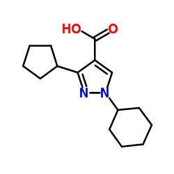 1-Cyclohexyl-3-cyclopentyl-1H-pyrazole-4-carboxylic acid结构式