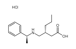 (R)-3-((((S)-1-phenylethyl)amino)methyl)hexanoic acid hydrochloride结构式