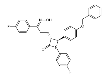 (3R,4S)-4-(4-(benzyloxy)phenyl)-1-(4-fluorophenyl)-3-(3-(4-fluorophenyl)-3-(hydroxyimino)propyl)azetidin-2-one结构式