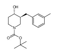 Trans-tert-butyl 4-hydroxy-3-(3-methylbenzyl)piperidine-1-carboxylate结构式