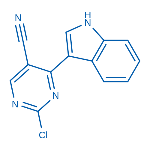 2-氯-4-(1H-吲哚-3-基)嘧啶-5-腈结构式