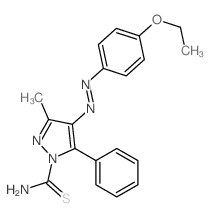 4-(4-ethoxyphenyl)diazenyl-3-methyl-5-phenyl-pyrazole-1-carbothioamide结构式