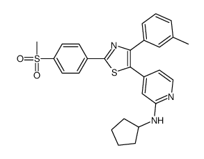 N-cyclopentyl-4-[4-(3-methylphenyl)-2-(4-methylsulfonylphenyl)-1,3-thiazol-5-yl]pyridin-2-amine Structure