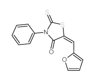 5-(2-furylmethylidene)-3-phenyl-2-sulfanylidene-thiazolidin-4-one结构式