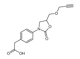 2-[4-[2-oxo-5-(prop-2-ynoxymethyl)-1,3-oxazolidin-3-yl]phenyl]acetic acid Structure