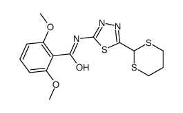 N-[5-(1,3-dithian-2-yl)-1,3,4-thiadiazol-2-yl]-2,6-dimethoxybenzamide结构式