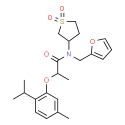 N-(1,1-dioxidotetrahydrothiophen-3-yl)-N-(furan-2-ylmethyl)-2-[5-methyl-2-(propan-2-yl)phenoxy]propanamide结构式