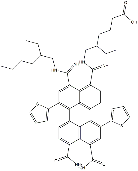 N,N'-二(2-乙基己基)-1,7-二(噻吩-2-基)-3,4,9,10-苝四羧酸二酰亚胺结构式