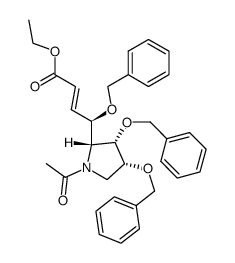 (2R,3S,4R)-1-acetyl-3,4-dibenzyloxy-2-((1R,2E)-1-benzyloxy-3-ethoxycarbonyl-2-propenyl)pyrrolidine Structure