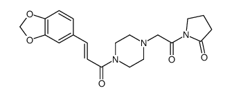1-[2-[4-[(E)-3-(1,3-benzodioxol-5-yl)prop-2-enoyl]piperazin-1-yl]acetyl]pyrrolidin-2-one结构式