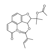 8-(1-acetoxy-1-methyl-ethyl)-9-(2-methyl-but-2-enoyloxy)-8,9-dihydro-furo[2,3-h]chromen-2-one Structure