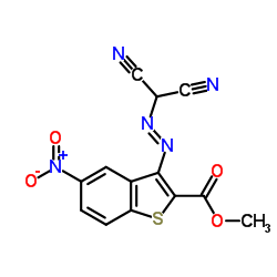 Methyl 3-[(E)-(dicyanomethyl)diazenyl]-5-nitro-1-benzothiophene-2-carboxylate结构式