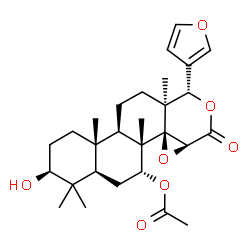 (13α,17aα)-7-Acetyloxy-14β,15β:21,23-diepoxy-3β-hydroxy-4,4,8-trimethyl-D-homo-24-nor-17-oxa-5α-chola-20,22-dien-16-one structure