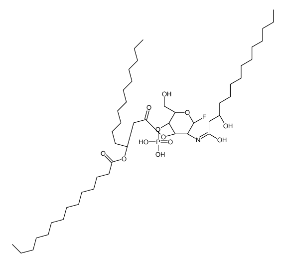2-deoxy-2-((3R)-3-hydroxytetradecanamido)-3-O-((3-tetradecanoyloxy)tetradecanoyl)glucopyranosyl fluoride 4-(dihydrogen phosphate)结构式