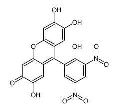 2,6,7-trihydroxy-9-(2-hydroxy-3,5-dinitrophenyl)xanthen-3-one结构式