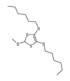 4,5-bis(hexylsulfanyl)-2-methylsulfanyl-1,3-dithiole结构式