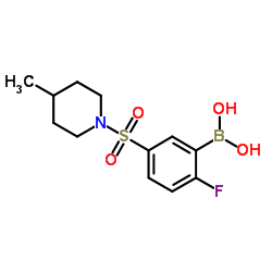 2-氟-5-((4-甲基哌啶-1-基)磺酰)苯基)硼酸结构式