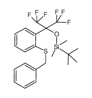 ((2-(2-(benzylthio)phenyl)-1,1,1,3,3,3-hexafluoropropan-2-yl)oxy)(tert-butyl)dimethylsilane Structure