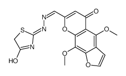 2-[(2E)-2-[(4,9-dimethoxy-5-oxofuro[3,2-g]chromen-7-yl)methylidene]hydrazinyl]-1,3-thiazol-4-one Structure