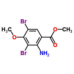 2-氨基-3,5-二溴-4-甲氧基苯甲酸甲酯结构式