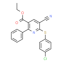 Ethyl 6-[(4-chlorophenyl)sulfanyl]-5-cyano-2-phenylnicotinate picture