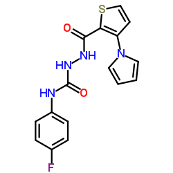 N-(4-Fluorophenyl)-2-{[3-(1H-pyrrol-1-yl)-2-thienyl]carbonyl}hydrazinecarboxamide结构式