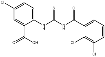 5-chloro-2-[[[(2,3-dichlorobenzoyl)amino]thioxomethyl]amino]-benzoic acid结构式