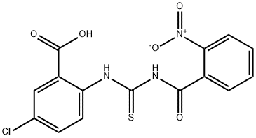 5-chloro-2-[[[(2-nitrobenzoyl)amino]thioxomethyl]amino]-benzoic acid结构式