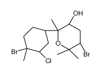 5β-Bromo-2α-[(1S,3R,4R)-4-bromo-3-chloro-4-methylcyclohexyl]tetrahydro-2,6,6-trimethyl-2H-pyran-3α-ol结构式