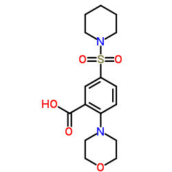 2-MORPHOLIN-4-YL-5-(PIPERIDINE-1-SULFONYL)-BENZOIC ACID structure