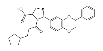 3-(3-cyclopentylpropanoyl)-2-(4-methoxy-3-phenylmethoxyphenyl)-1,3-thiazolidine-4-carboxylic acid Structure