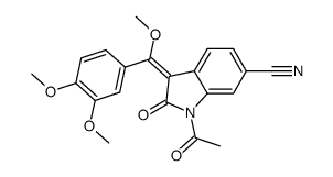 1-acetyl-3-[1-methoxy-1-(3,4-dimethoxyphenyl)methylene]-6-cyano-2-indolinone Structure
