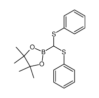 2-(bis-phenylsulfanyl-methyl)-4,4,5,5-tetramethyl-[1,3,2]dioxaborolane结构式