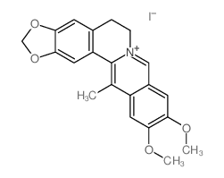 Benzo(g)-1,3-benzodioxolo(5,6-a)quinolizinium, 5,6-dihydro-10,11-dimethoxy-13-methyl-, iodide Structure