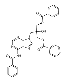 N-6-benzoyl-9-[3-benzoyloxy-2-(benzoyloxymethyl)-2-hydroxypropyl]adenine Structure