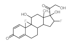 9,16-difluoro-11,17-dihydroxy-17-(2-hydroxyacetyl)-10,13-dimethyl-6,7,8,11,12,14,15,16-octahydrocyclopenta[a]phenanthren-3-one structure