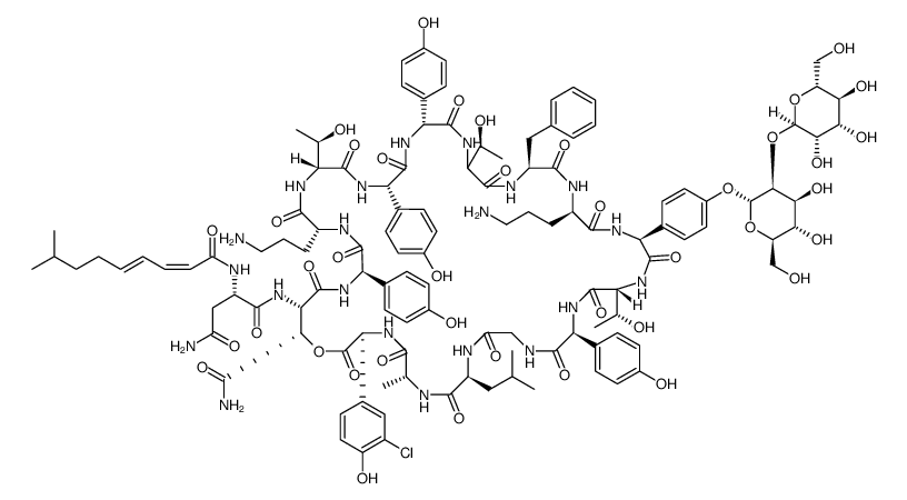 Ramoplanin A 1, 1-[N2-[(2Z,4E)-8-methyl-1-oxo-2,4-nonadien-1-yl]-L-asparagine]结构式
