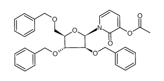 1-(2,3,5-tri-O-benzyl-β-D-arabinofuranosyl)-3-acetoxy-2-pyridone Structure