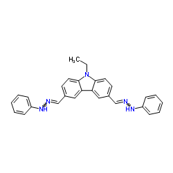 9-Ethyl-3,6-bis[(E)-(phenylhydrazono)methyl]-9H-carbazole Structure