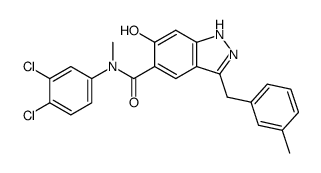 5-[N-(3,4-dichlorophenyl)-N-methylaminocarbonyl]-3-(3-methylbenzyl)-6-hydroxy-1H-indazole结构式