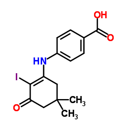4-[(2-Iodo-5,5-dimethyl-3-oxo-1-cyclohexen-1-yl)amino]benzoic acid结构式
