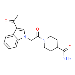 1-[(3-acetyl-1H-indol-1-yl)acetyl]piperidine-4-carboxamide structure