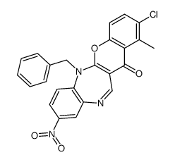 6-benzyl-2-chloro-1-methyl-9-nitrochromeno[2,3-b][1,5]benzodiazepin-13-one结构式