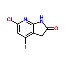 6-Chloro-4-iodo-1,3-dihydro-2H-pyrrolo[2,3-b]pyridin-2-one结构式