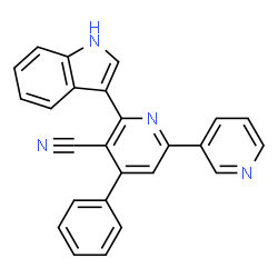 6-(1H-Indol-3-yl)-4-phenyl-2,3'-bipyridine-5-carbonitrile结构式