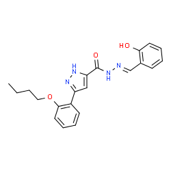 (E)-3-(2-butoxyphenyl)-N-(2-hydroxybenzylidene)-1H-pyrazole-5-carbohydrazide结构式